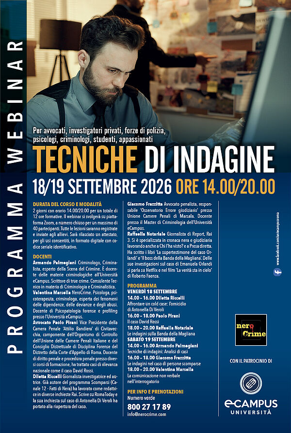 Webinar di criminologia: tecniche di indagine
