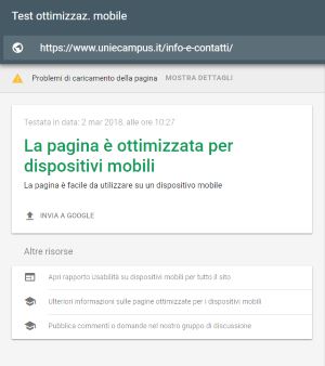 validazione Google-mobile pagina Info e Contatti