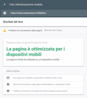 validazione Google-mobile pagina Didattica