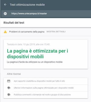 validazione Google-mobile pagina Master