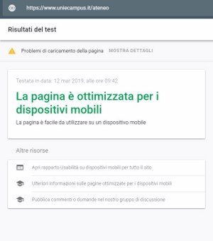 validazione Google-mobile pagina Ateneo