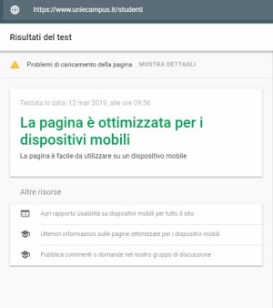 validazione Google-mobile pagina Studenti