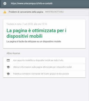 validazione Google-mobile pagina Info e Contatti