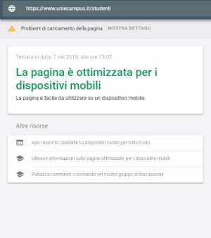 validazione Google-mobile pagina Studenti