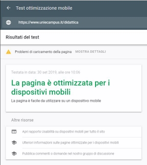 validazione Google-mobile pagina Didattica