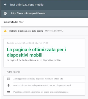 validazione Google-mobile pagina Master