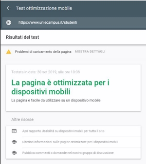 validazione Google-mobile pagina Studenti